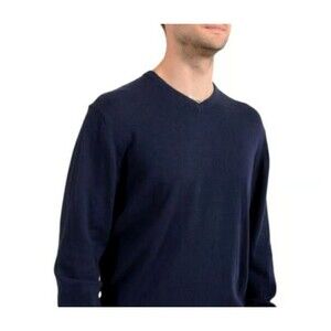 NWT‎ Gap Wool Sweater Size XL Navy Blue Angora Patchwork Textured V-Neck Preppy
